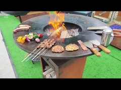 D800mm Portable Corten Steel Steel BBQ Grill Tahan Cuaca Luar Ruangan